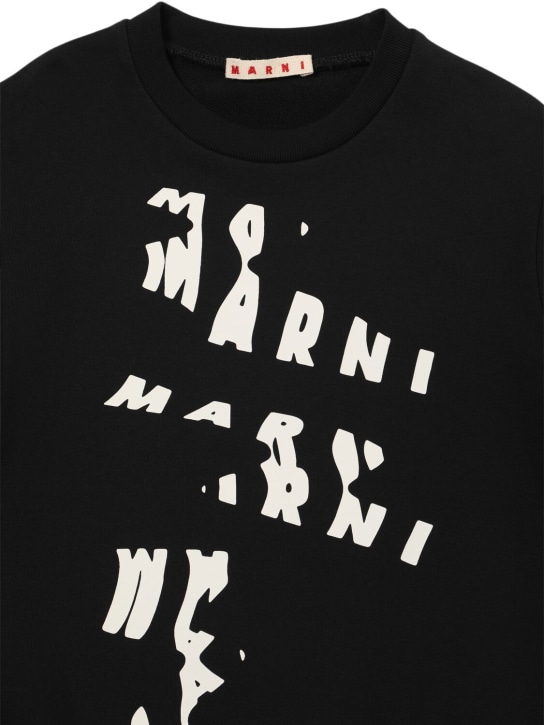 Marni Junior: Sweat-shirt en coton imprimé à col rond - Noir - kids-girls_1 | Luisa Via Roma