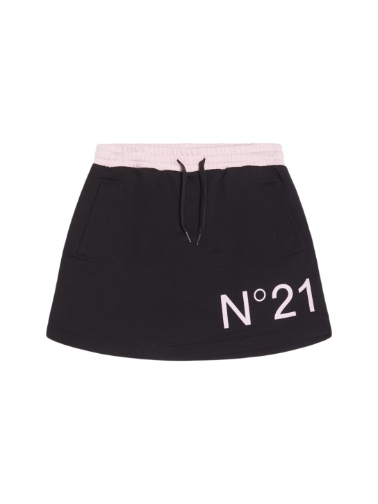 N°21: Gonna in cotone stampato - Nero - kids-girls_0 | Luisa Via Roma