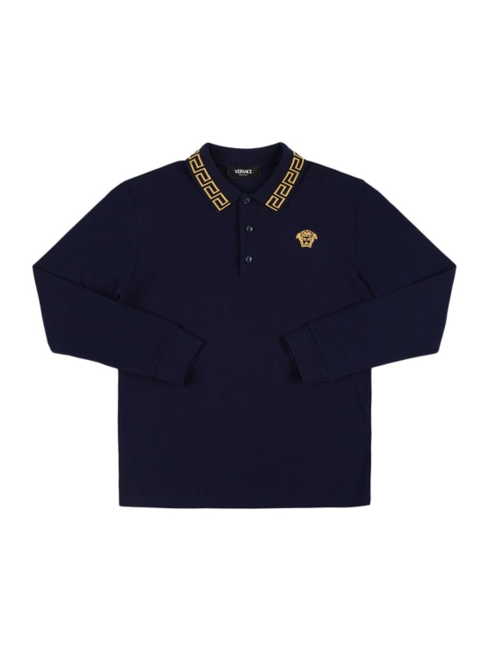 Versace: コットンピケポロシャツ - kids-boys_0 | Luisa Via Roma