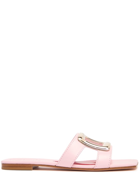 Roger Vivier: 5mm New Metal buckle leather slide flats - women_0 | Luisa Via Roma