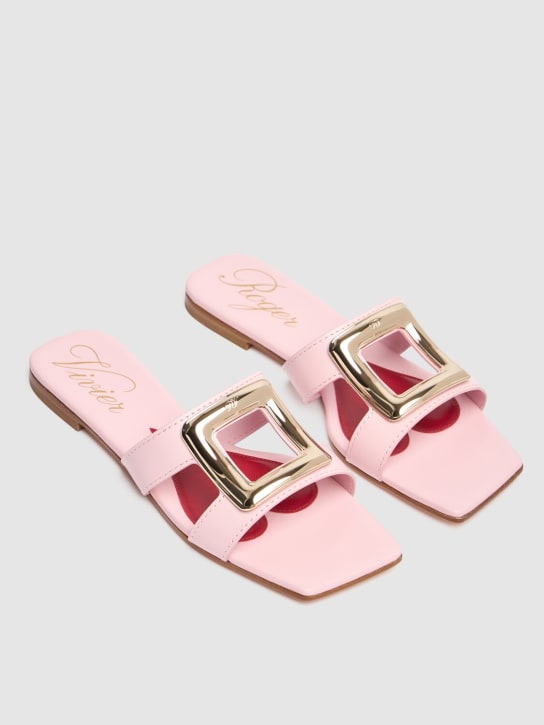 Roger Vivier: 5mm New Metal buckle leather slide flats - women_2 | Luisa Via Roma