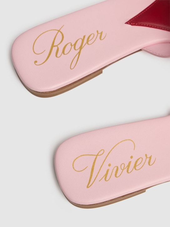 Roger Vivier: 5mm New Metal buckle leather slide flats - women_3 | Luisa Via Roma
