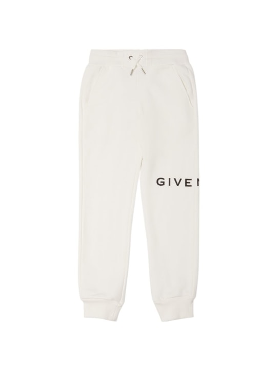Givenchy: Pantaloni in felpa di misto cotone - Off-White - kids-girls_0 | Luisa Via Roma
