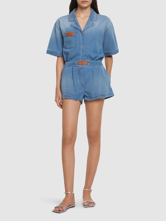 Versace: Stonewashed denim shorts - women_1 | Luisa Via Roma