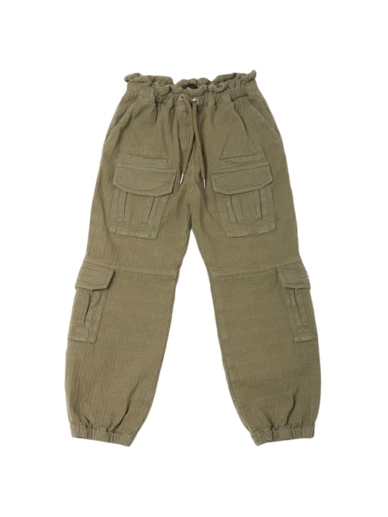 Givenchy: Pantaloni in cotone jacquard - Khaki - kids-girls_0 | Luisa Via Roma
