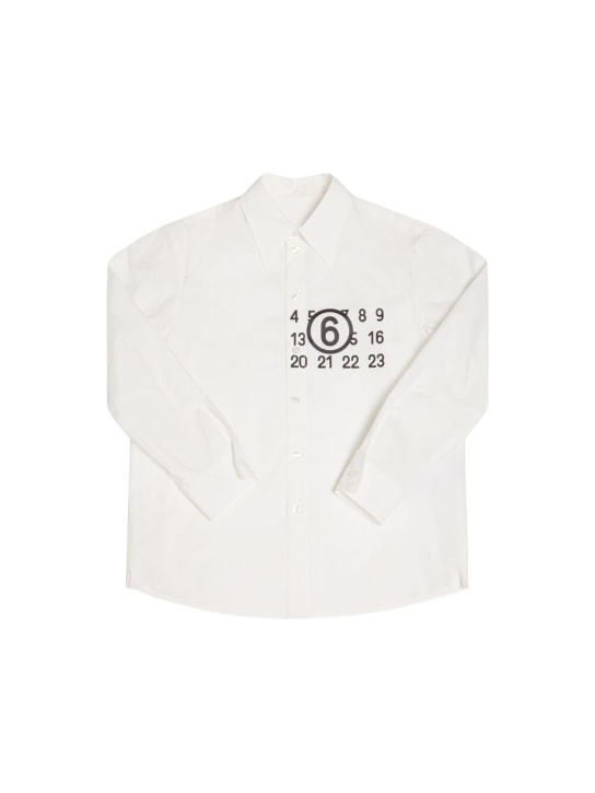 MM6 Maison Margiela: Printed cotton poplin shirt - kids-girls_0 | Luisa Via Roma