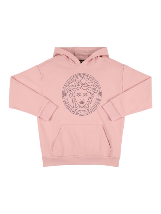 Versace: コットンフーデッドスウェットシャツ - kids-girls_0 | Luisa Via Roma