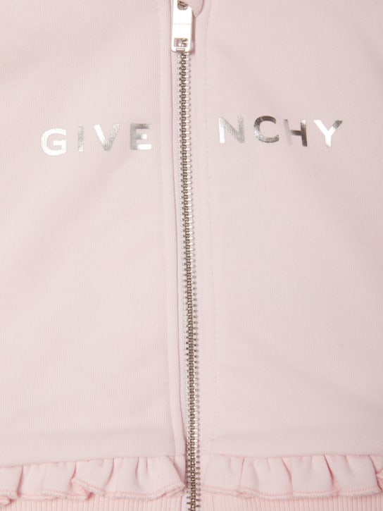 Givenchy: Felpa in misto cotone con zip e cappuccio - kids-girls_1 | Luisa Via Roma