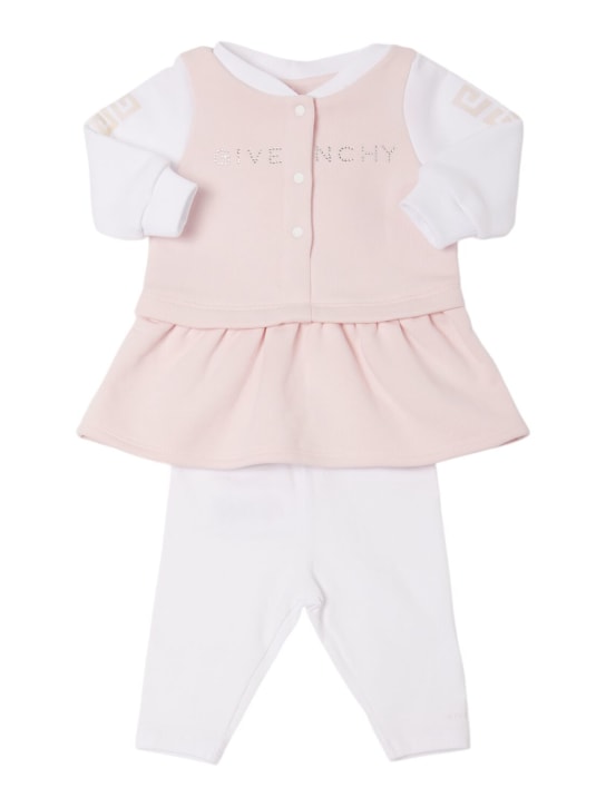 Givenchy: Cotton blend dress & leggings - Light Pink - kids-girls_0 | Luisa Via Roma