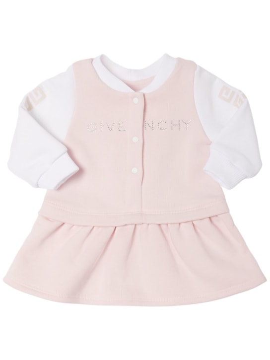 Givenchy: Cotton blend dress & leggings - Light Pink - kids-girls_1 | Luisa Via Roma