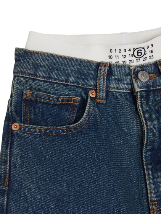 MM6 Maison Margiela: Stretch cotton denim jeans - kids-girls_1 | Luisa Via Roma