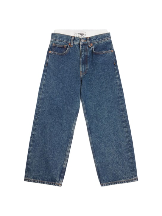 MM6 Maison Margiela: Stretch cotton denim jeans - kids-girls_0 | Luisa Via Roma