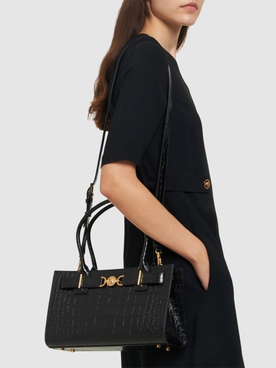 Versace: Medium croc embossed leather tote bag - women_1 | Luisa Via Roma