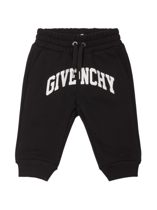 Givenchy: Pantaloni in felpa di misto cotone con stampa - Nero - kids-girls_0 | Luisa Via Roma