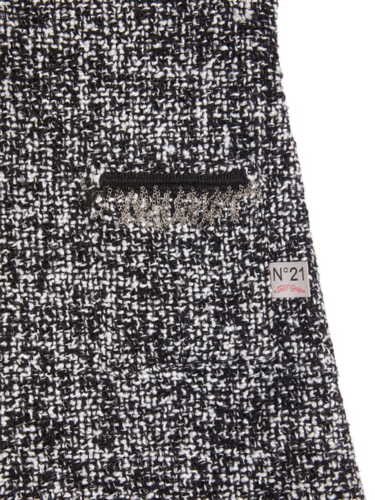 N°21: Wool blend bouclé dress - Siyah/Beyaz - kids-girls_1 | Luisa Via Roma