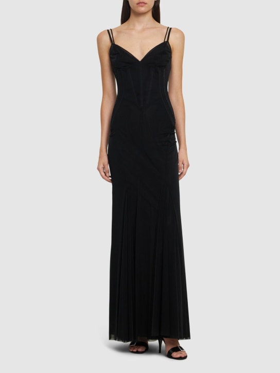 Dolce&Gabbana: Stretch tulle long dress - women_1 | Luisa Via Roma
