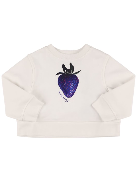 Burberry: Felpa in jersey di cotone con stampa - Bianco - kids-girls_0 | Luisa Via Roma