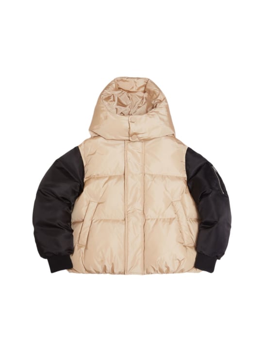 MM6 Maison Margiela: Piumino in nylon colorblock - Bianco/Nero - kids-girls_0 | Luisa Via Roma