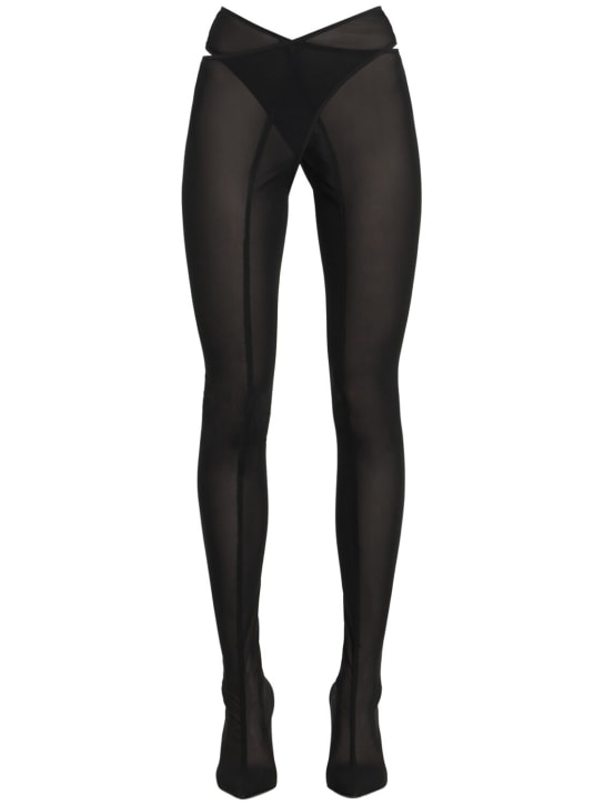 The Attico: 105mm Cheopissima nylon thigh high boots - Black - women_0 | Luisa Via Roma