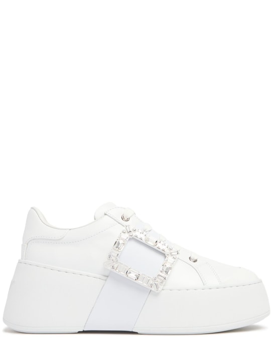 Roger Vivier: Viv Skate crystal buckle high sneakers - White - women_0 | Luisa Via Roma