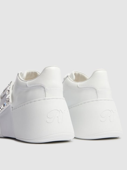 Roger Vivier: Viv Skate crystal buckle high sneakers - White - women_3 | Luisa Via Roma