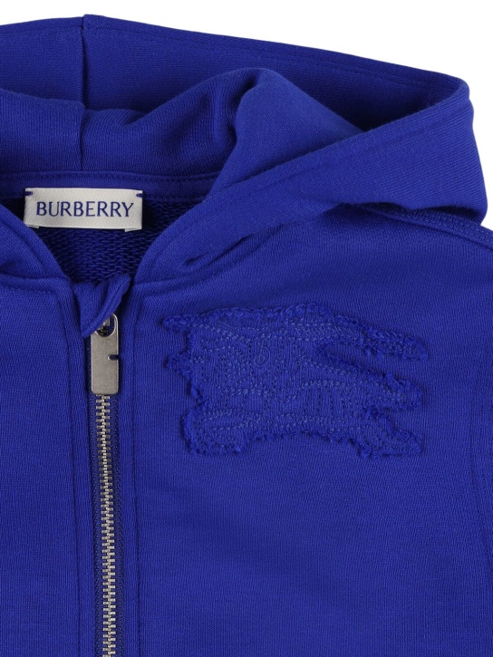 Burberry: Felpa in jersey di cotone con zip e cappuccio - kids-girls_1 | Luisa Via Roma