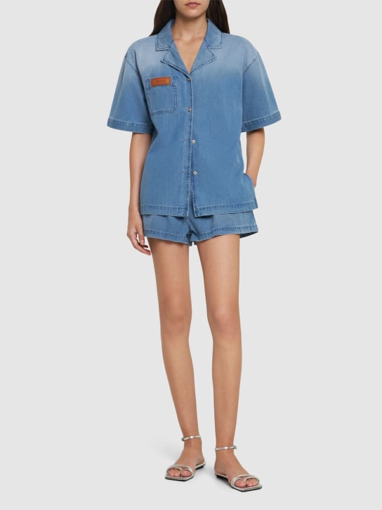 Versace: Faded denim s/s shirt - women_1 | Luisa Via Roma