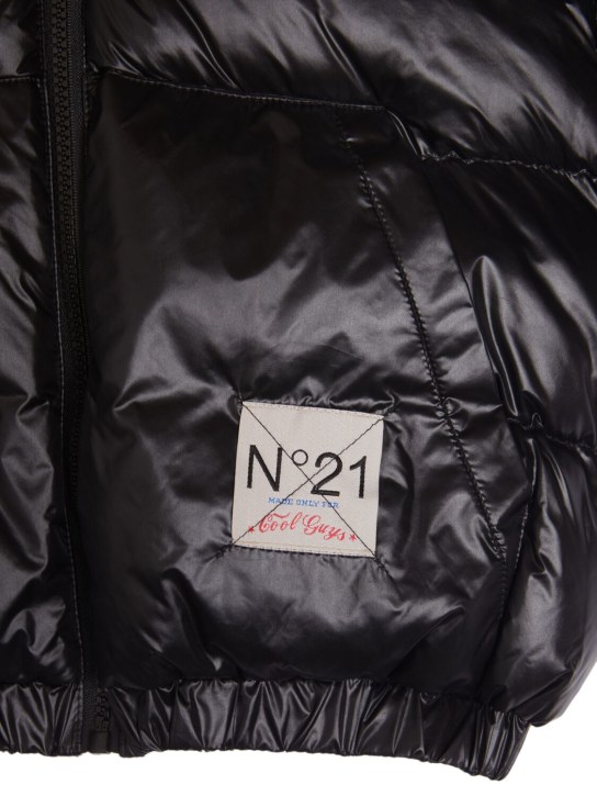N°21: Hooded nylon puffer jacket - Siyah - kids-girls_1 | Luisa Via Roma