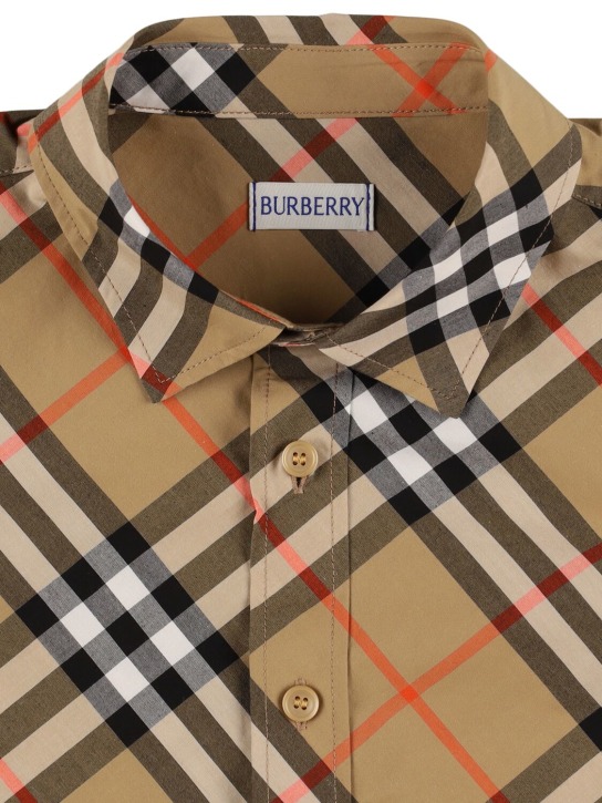Burberry: Camicia in popeline di cotone check - kids-boys_1 | Luisa Via Roma
