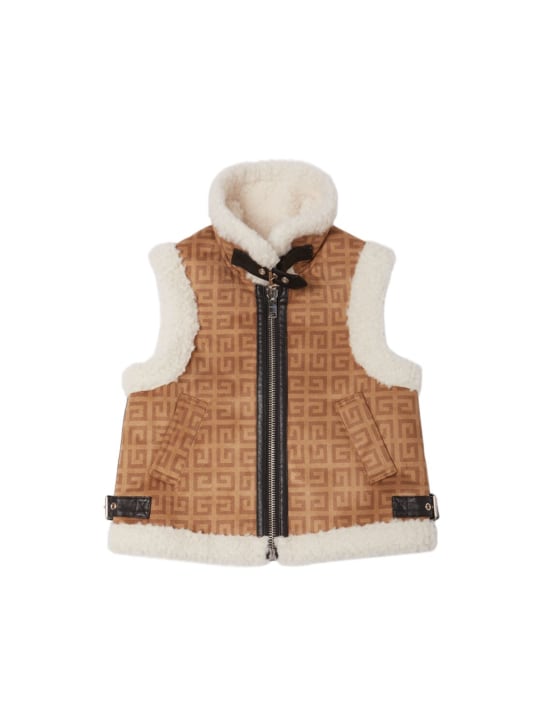Givenchy: Gilet in shearling sintetico - Beige - kids-girls_0 | Luisa Via Roma