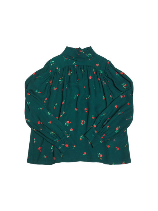 N°21: Printed viscose shirt - Green/Multi - kids-girls_0 | Luisa Via Roma