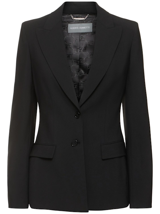 Alberta Ferretti: Single breast stretch wool jacket - women_0 | Luisa Via Roma
