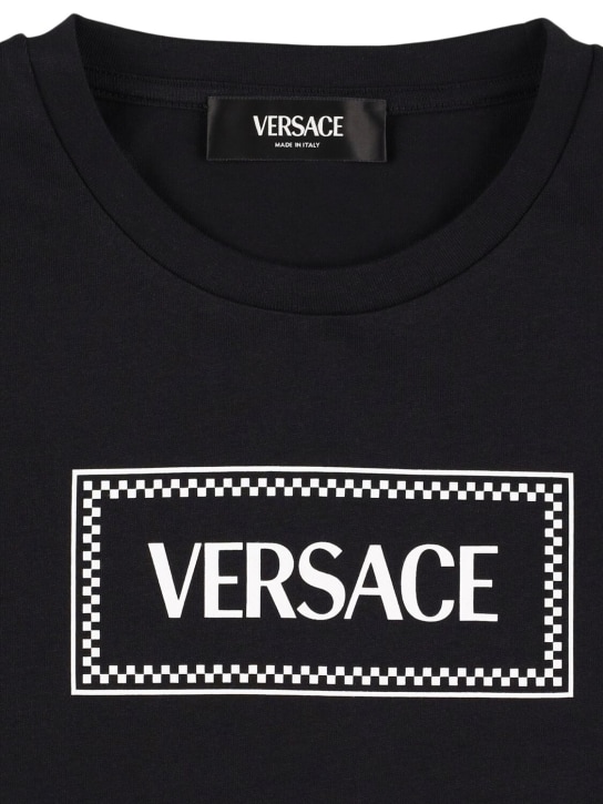 Versace: Printed logo cotton jersey t-shirt - kids-boys_1 | Luisa Via Roma