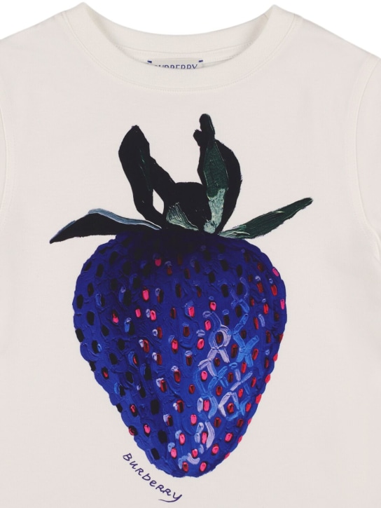 Burberry: T-shirt in jersey di cotone stampato - Bianco - kids-girls_1 | Luisa Via Roma