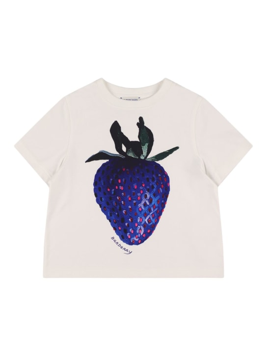 Burberry: T-shirt in jersey di cotone stampato - Bianco - kids-girls_0 | Luisa Via Roma