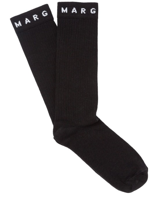 MM6 Maison Margiela: コットンブレンドジャージーソックス - kids-girls_0 | Luisa Via Roma