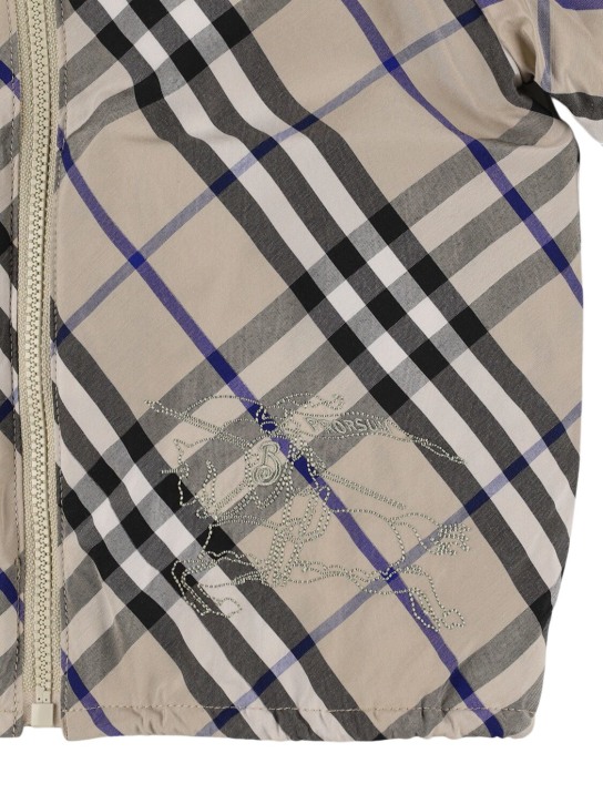 Burberry: Giacca in poly e cotone stampa quadri - kids-girls_1 | Luisa Via Roma