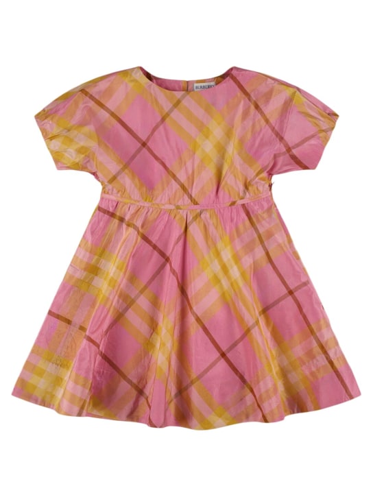 Burberry: Hemdkleid aus Seide mit Karos - Pink/Bunt - kids-girls_0 | Luisa Via Roma