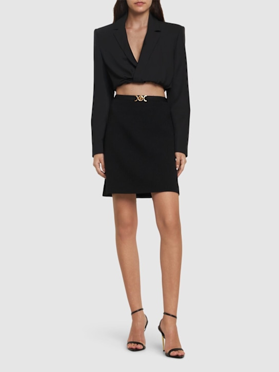 Versace: Double wool crepe midi skirt - women_1 | Luisa Via Roma