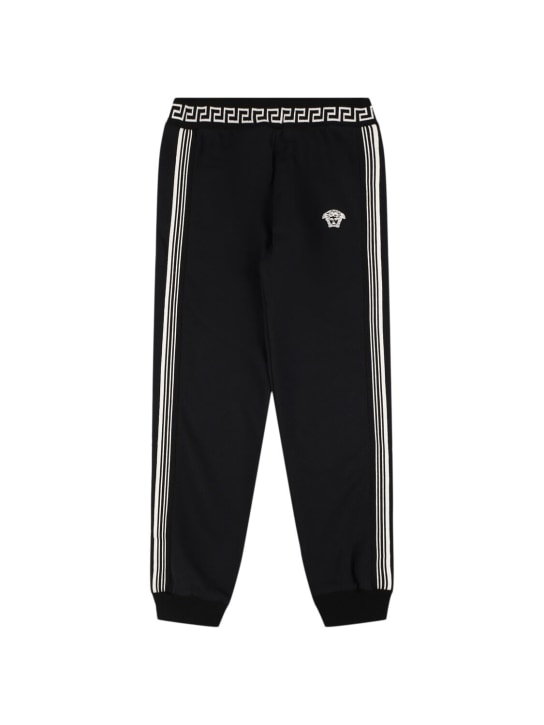 Versace: Embroidered cotton sweatpants - kids-boys_0 | Luisa Via Roma