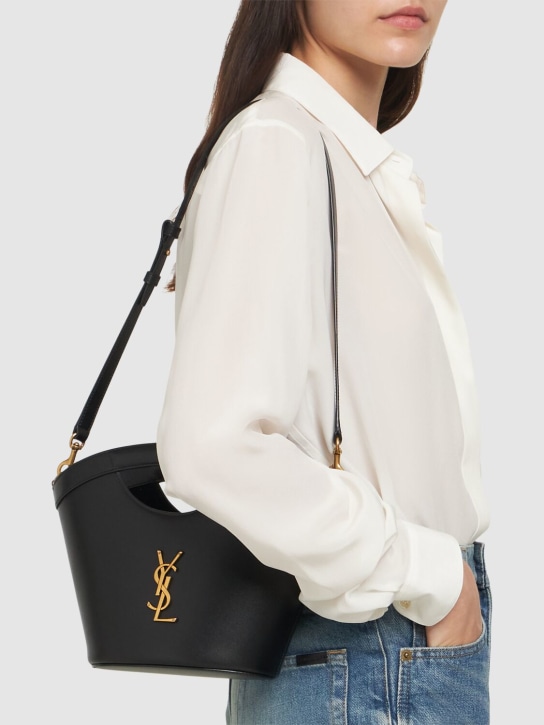 Saint Laurent: Mini Celia leather tote bag - Black - women_1 | Luisa Via Roma