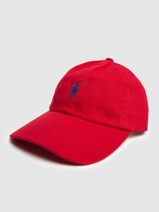 Polo Ralph Lauren: Cappello baseball in gabardina di cotone con logo - Rosso - kids-girls_1 | Luisa Via Roma