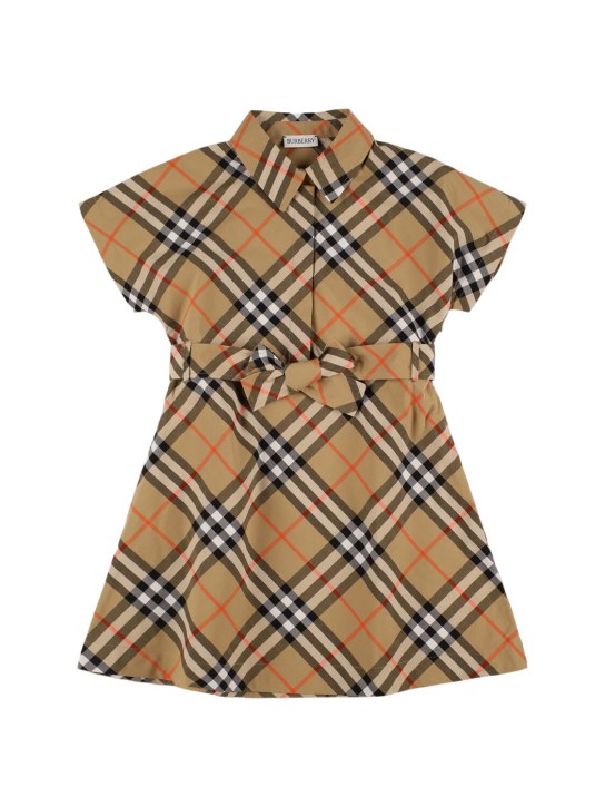 Burberry: Vestito in popeline di cotone check - kids-girls_0 | Luisa Via Roma