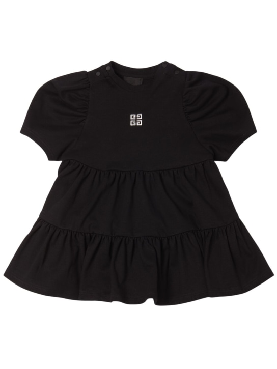 Givenchy: Robe en coton interlock - Noir - kids-girls_0 | Luisa Via Roma