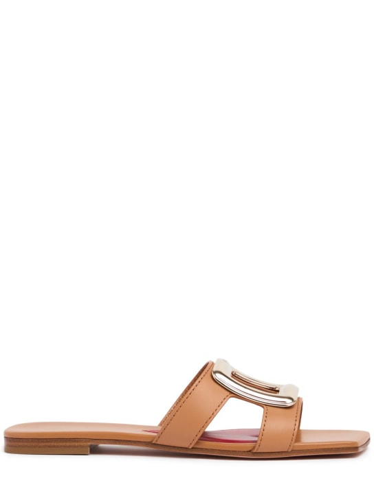 Roger Vivier: 5mm New Metal buckle leather slides - women_0 | Luisa Via Roma