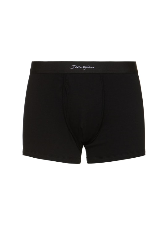 Dolce&Gabbana: Cotton jersey logo boxers - men_0 | Luisa Via Roma