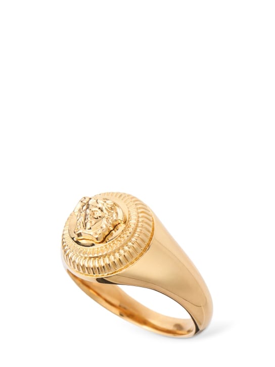 Versace: Medusa logo ring - Gold - men_0 | Luisa Via Roma