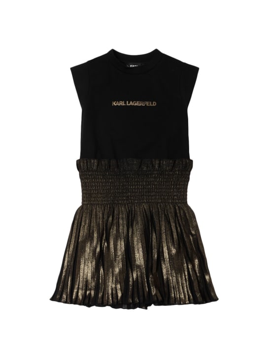 Karl Lagerfeld: Printed ruffled poly dress - Black - kids-girls_0 | Luisa Via Roma