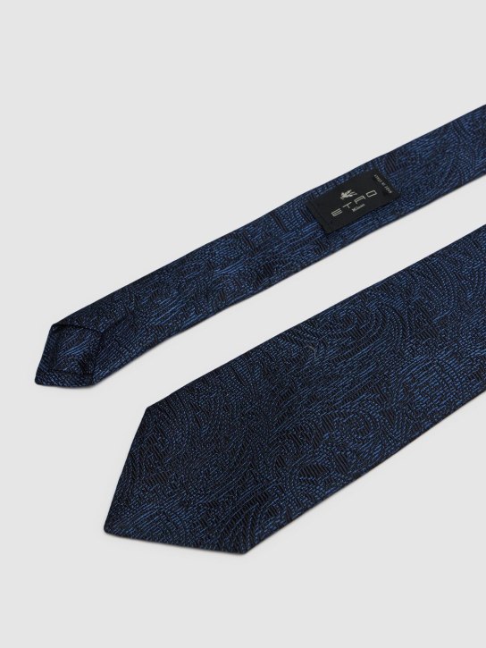 Etro: 8cm Paisley silk tie - Blue - men_1 | Luisa Via Roma