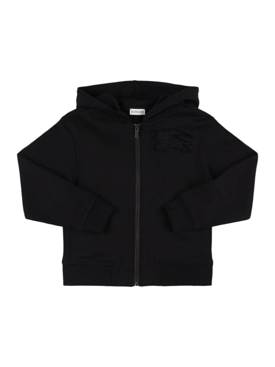 Burberry: Cotton jersey zip-up hoodie - Black - kids-boys_0 | Luisa Via Roma